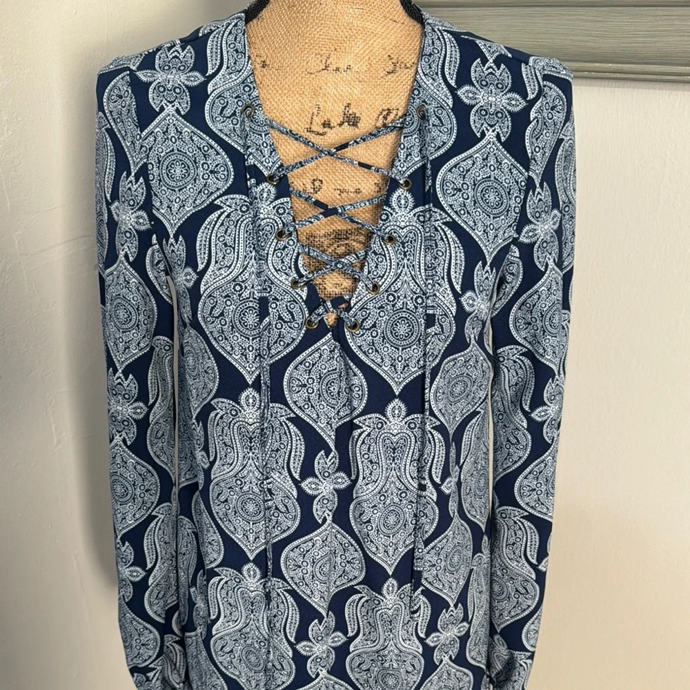 mark. Blue Patterned Dress - Picture 2 of 8